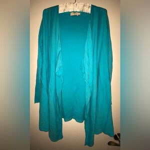 Tory Burch Waterfall Cardigan Women Cotton Blue Long Sleeve Draped Open size M